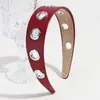 Moda Europea y Americana Elegante Diadema de Cuero de Ala Ancha Estilo Punk Moda de Corte Metálico Accesorios Versátiles para el Cabello para Mujeres al Salir
