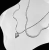 Collar Apilado de Corazón de Acero de Titanio No Descolorante de Doble Capa para Mujer, Gargantilla de Estilo Minimalista, Cadena Dulce Fresca Chica Picante Hip-Hop para Clavícula