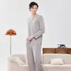 Suéter con Almohadilla en el Pecho, Pijama de Algodón Súper Suave para Mujer, Estilo Primavera y Otoño, Ropa de Casa Simple de Modal, Conjunto Dulce de Manga Larga