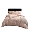 Estilo Lujo Ligero Juego de Cama de Cuatro Piezas de Algodón Puro Todo Algodón Sencillo Tacto de Alta Gama Cuatro Estaciones Funda de Edredón Suave Textiles para el Hogar Ropa de Cama Estilo Sábana Ajustable