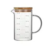 Taza medidora de vidrio con escala de alto borosilicato para uso doméstico, suministros de repostería, resistente al calor, múltiples especificaciones, con asa, con tapa, taza medidora