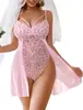 Pijama de una pieza de nuevo estilo transfronterizo, encaje de malla, deseo puro, ajustado, sin tirantes, de una pieza, ceñido, lencería sexy para mujer