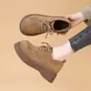 Sapatos únicos Birkenstock de camurça com sola grossa femininos 2025 novo outono temperamento versátil leve mostrar os pés mocassins bico redondo
