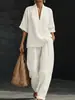 Conjunto Casual de Linho Simples e Confortável para Mulheres, Primavera 2026, Transfronteiriço Amazon