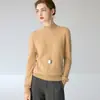 Suéter de punto de cachemir 100% puro, estilo nuevo, primera línea, listo para usar, cuello semi-alto, tejido sin costuras, versátil