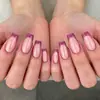 Modelo de Comercio Exterior Más Vendido: Arte de Uñas Estilo Francés de 24 Piezas con Purpurina Rosa, Uñas Rectangulares Modernas de Presionar para Venta al por Mayor