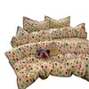 Conjunto de cama de quatro peças com borda de algodão 100% A, estilo fresco de renda INS, lençol, capa de edredom, conjunto de três peças para dormitório estudantil
