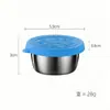 Amazon 304 Plato para mojar Acero inoxidable Taza para salsa Tapa de silicona Ensalada Tomate Recipiente para condimentos Plato para salsa para mantener la frescura