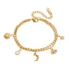 Pulsera Wanxing de Acero Inoxidable Oro 18K Europeo y Americano Ojo de Diablo Luna Circonita Blanca Accesorios de Joyería de Comercio Exterior Transfronterizo