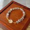 Pulsera de Cuentas de Fluorita Cristalina y Circonita Moda Lujo Ligero Pulsera de Gama Alta Temperamento de Nicho Joyería Versátil Venta al por Mayor