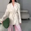 2026 Verano Nuevo Estilo Transfronterizo Europeo y Americano Comercio Exterior Ropa de Mujer Elegante Ropa de Trabajo Color Sólido Blazer con Cuello de Corbata Chaqueta de Verano