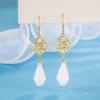 Aretes de Orquídea Suzuki Jade Hetian para Mujer Ropa Antigua Hanfu Diarios Combinan con Todo Jade de Alta Imitación Cheongsam Estilo Chino Nuevo Gancho de Oreja Vintage