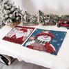 Nuevo mantel individual decorativo de tejido de punto transfronterizo de Mingguan, muñeco de nieve de Papá Noel, tapete aislante de dibujos animados, venta al por mayor transfronteriza