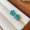 Qinglan Flor Historia Oro Real Chapado Circonita Azul Pendientes Collar Cadena Clavícula Lujo Ligero Nicho Fresco y Suave Juego de Joyería