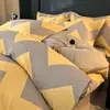Juego de ropa de cama de cuatro piezas de algodón puro de alta calidad, alto número de hilos, engrosado, cepillado, 100% algodón, sábana, funda de edredón, funda de almohada, ropa de cama para todas las estaciones