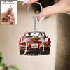 Nuevo producto transfronterizo: colgante acrílico con diseño de coche vintage, llavero, accesorio para mochila, decoración de boda para recién casados