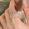 Anillo Único para Dedo Índice Encaje Perla Circonita para Mujer Versátil Artesanía Pesada Lujo Ligero Temperamento