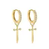 Brincos de Argola Cruzados em Prata de Lei S925 com Zircônia para Mulheres, Best-Seller Transfronteiriço Europeu e Americano, Luxo Leve, Alto Padrão, Exquisitos