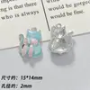 Estilo Nuevo de Primavera Esmalte Lazo Colgante Gatito Versión Coreana Accesorios para Collar Pulsera Pendientes DIY