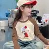 Roupa Térmica Feminina de Pelúcia Escovada para Primavera Outono Novo Estilo Infantil Roupa Interna Quente Menina Casual Blusa de Manga Longa Color Block