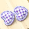 Botões de Plástico, Botões Coloridos de Coração com Xadrez, Botões de Resina com Pézinhos para Roupas Infantis, Botões Decorativos Superiores de Pé Alto