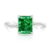 Anel Retangular de Flor de Gelo Colorido Mais Vendido no Tiktok para Mulheres, Diamante de Alto Carbono, Anel Galvanizado a Ouro Real, Dropshipping para Transmissão ao Vivo