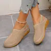 Sandalias Casuales Gruesas para Mujer de Tallas Grandes para Exteriores, Versátiles Slip-On Caladas Tipo Perezoso en Negro, para Conducir y Senderismo, Transfronterizas