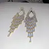 Pendientes de Borla con Forma de Rombo de Circonita de Cristal Brillante, Pendientes de Lujo de Gama Alta, Pendientes de Lujo Transfronterizos Europeos y Americanos para Mujer