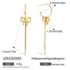 Diseño Elegante y Silencioso Estilo Bohemio Oro de 18K Acero Inoxidable Borla de Lazo Pendientes en Forma de C Venta al por Mayor