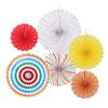 Conjunto de oito peças de leque de papel decorativo de cor, flor de papel, leque de flor de papel, decoração de janela de loja de departamento escolar, pingente