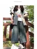 Jeans Retro Cortos de Talla Grande Americana para Mujer Verano 2025 Nuevos de Cintura Alta Sueltos Casuales Finos de Pierna Ancha