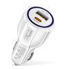 Cargador de coche para teléfono móvil de 60W de doble línea QC5.0 USB + PD de carga rápida compatible con carga rápida superrápida