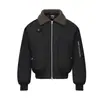 Chaqueta Acolchada Cálida de Invierno Oso Mágico Cuello de Piel Abrigo de Algodón Chaqueta Corta de Béisbol Ropa Exterior Acolchada Estilo Motociclista Abrigo de Algodón Americano