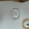 Anel Prata Metálico Estilo Europeu e Americano Nó de Bambu Vintage Escovado Cravejado com Diamantes para Mulheres, Design de Nicho de Luxo Leve, Joia de Mão Exquisita de Alta Qualidade