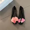 Sandálias Populares do Sudeste Asiático de Cristal com Design de Orquídea Borboleta, Bico Quadrado, Sapatos de Gelatina Planos para Mulheres, Adequados para Uso Casual ao Ar Livre, Sandálias Bonitas