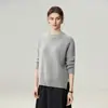 Estilo e toque intelectual! Suéter de malha de cashmere espesso estilo simples para mulheres, gola redonda, estilo preguiçoso espesso
