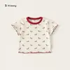 Ropa para Niños Youbao 2026 Conjunto de Verano Dulce para Niña con Mangas Cortas y Volantes con Estampado Completo de Perritos Camiseta Superior para Niños Pequeños
