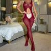 Macacão Sexy Europeu e Americano Sem Mangas de Alça Sexy Lingerie sexy de Rede com Recortes Costas Abertas Quente Tentação Gancho de Quatro Vias