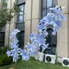 Flores artificiais de estrela de cinco pontas estilo Monet com 2 hastes, flores falsas para decoração de casamento e casa, atacado