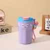 Taza isotérmica de acero inoxidable 316 con diseño de dibujos animados y tapa deslizante, taza de café para beber directamente, linda decoración 3D, taza de viaje portátil para uso en el coche