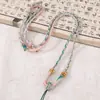 Colar de corda com nó de diamante variegado de oito fios, fio de cor gradiente, corda de pingente ajustável, estilo chinês, jade, presente feito à mão, corda para pendurar