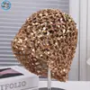 Chapéu Slouchy Respirável com Lantejoulas Decoradas Vazadas Estilo Primavera e Outono 2026 Headwrap Estiloso para Rua ao Ar Livre Chapéu de Proteção Solar