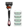 Barbeador manual de três lâminas masculino recém-atualizado, lâmina de aço inoxidável verde soldada por pontos, cabeça de lâmina substituível, atacado
