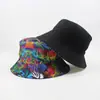 Sombrero de Pescador Digital de Impresión a Doble Cara con Graffiti Abstracto para Hombres y Mujeres, Sombrero de Cubo Trendy para Exteriores con Protección Solar