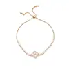 Pulseira de Luxo Leve da Moda com Trevo de Quatro Folhas Cravejado de Zircônia Tipo Puxar Acessórios de Joias de Design de Nicho Versátil da Moda Atacado