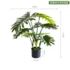 Plantas Artificiais Estilo Nórdico em Estoque para Atacado, Planta Artificial de Taro Torto, Plantas Verdes Falsas para Paisagismo, Plantas em Vasos para Decoração de Piso Interno para Sala de Estar