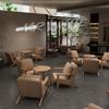Conjunto de Muebles para Cafetería y Ocio con Sofás de Algodón y Lino, Combinación de Silla Sofá de Madera Maciza para Barra, Asientos Cómodos Tipo Booth para Mesas de Bar