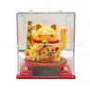 Gato da Sorte Mini Bambu Automático Solar Acenando Gato da Fortuna Ornamento de Mesa Decoração de Casa