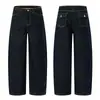 YECHUAN # Jeans de estilo americano, sin cintura, con bloques de color, cosidos a mano, de pierna recta, versátiles y adelgazantes para mujer