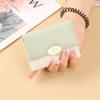 Billetera para mujer estudiante estilo coreano corta plegable monedero triple tarjetero costuras estampado color de contraste monedero